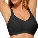 Wireless Bras for Women No Underwire Full Coverage Push Up Bra Support Plus Size Bras for Older Women Bralettes (X-Large, Black)