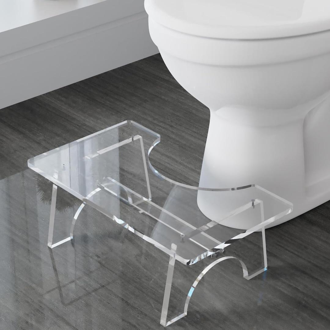 Choowin Thickened Acrylic Toilet Stool Squat Adult - 6.7 Inch Poop Stool Adult for Bathroom - Portable, Modern, Clear