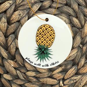 Upside-Down Pineapple Christmas Ornament  Plays Well with Others Holiday Tree Decoration  Novelty Lifestyle Gift