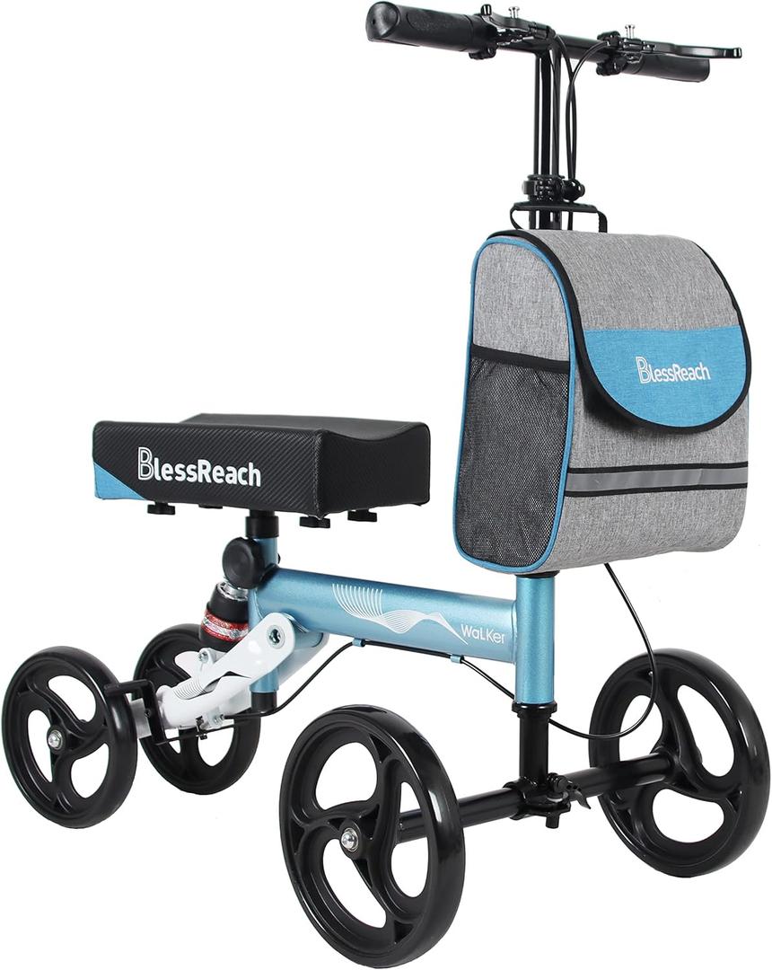 Steerable Knee Walker Deluxe Medical Scooter for Foot Injuries Adult Compact Crutches (WB-2105 Blue)