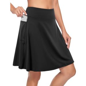 KORALHY Black XXL High Rise Knee Length Skort with Built-in Shorts for Women 4XL