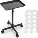 TASALON Rolling Salon Cart, Mobile Styling Station with Wheels Aluminum Rolling Tray Trolley for Salon Essentials, Adjustable Height or Hairstylist Tray with 10 PCS Disposable Salon Tray Cover