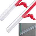 Newtay 2 Pcs 3/8'' x 73'' Long Clear Vinyl L-Type Seal Strip with Pre-Applied Self Adhesive Threshold Water Dam Barrier Bathroom Glass Shower Door Seal Strip for Gap Frameless Shower Door