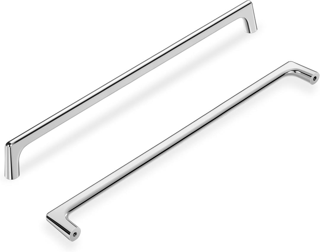 Lardmon 10 Pack Polished Chrome Modern Cabinet Pulls 12.6 Inch(320mm) Hole Center Timeless Drawer Pulls Vanity Pulls Classic Kitchen Cabinet Handles Hardware, 13 Inch(330mm) Total Length