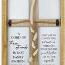 A Cord of Three Strands Wedding Sign 15"X10" Three Strands Braid Wall Decor Anniversary Religious Gifts for Couple Cross to Braid or Tie God's Knot, Symbolic of Unity (Wood)