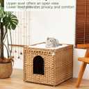 SETVSON Cat Litter Box Enclosure Furniture, Large PE Rattan Cabinet,Natural