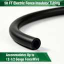Electric Fence Insult Tube 50 ft, Accommodates Up to 12-1/2 Gauge Fence Wire, Insulator Tube for Corner Post and End of Fence, Polyethylene, Black
