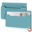 Feifeiya 2 Pcs Magnetic File Holder Wall Hanging Large Pocket Magazine Organizer Paper Mail Letter for Refrigerator Classroom Locker Whiteboard(Horizontal,Haze Blue,13.8 x 8.3 Inches)