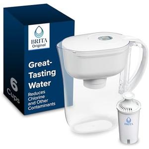 Brita Metro Water Filter Pitcher with SmartLight Change Indicator, BPA-Free, Replaces 1,800 Plastic Water Bottles a Year, Lasts Two Months, Includes 1 Filter, Small - 6-Cup Capacity, White