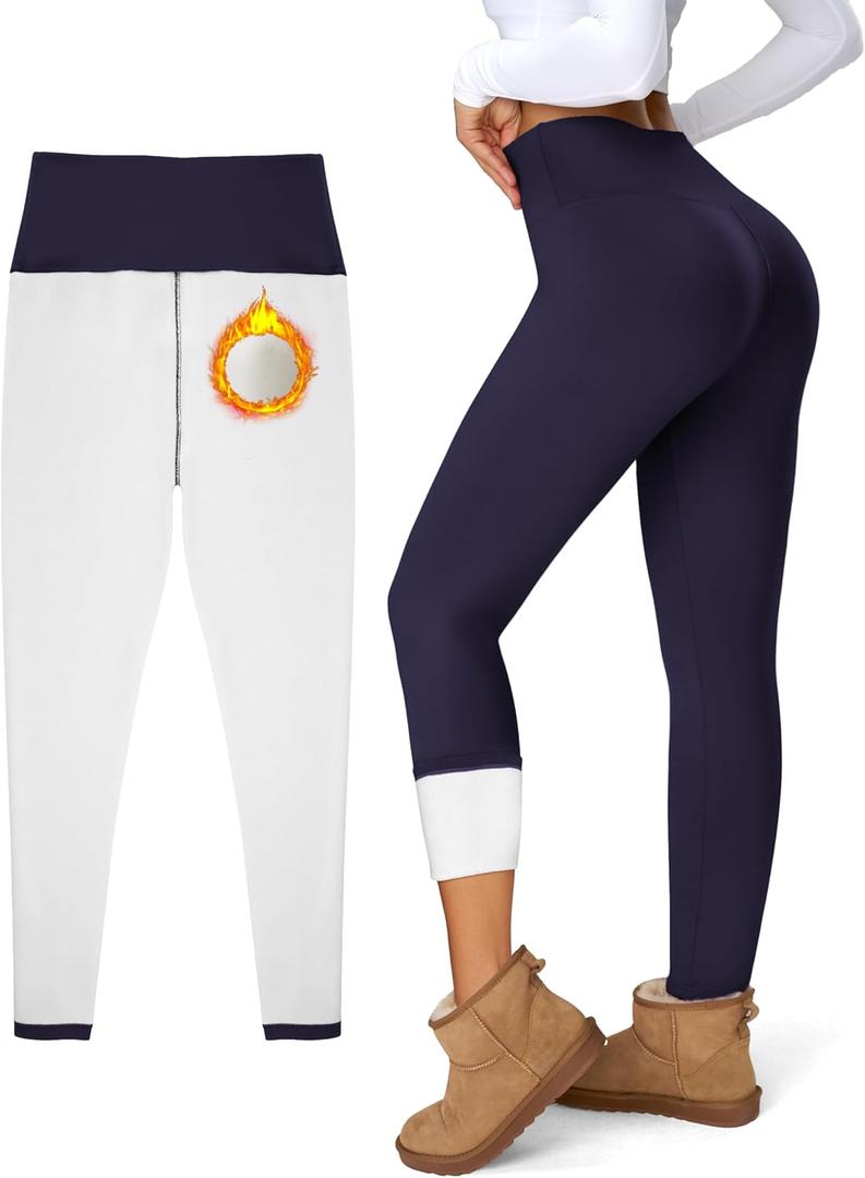 Women's Fleece Lined Leggings Weather Thick Thermal Warm Winter Tights Butt Lift High Waist Tummy Control Yoga Pants (Blue, XS)