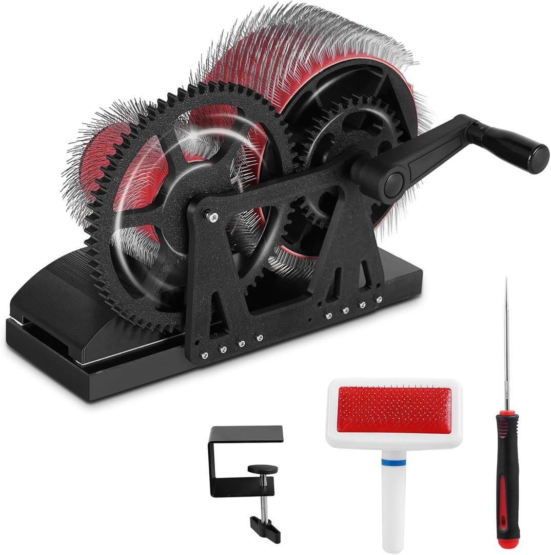 Consfly Wool Drum Carder Fiber Carding Machine with Brush & Awl, Wool Blending Wheel for Combing Blending