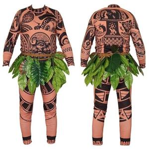 Kids Boys Halloween Long Sleeve T-Shirts Pants Cosplay Suits Christmas Costume With Leaf Skirts (130 (7-8 years), Brown)