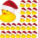 Liliful 48 Pcs Christmas Rubber Ducks with Hat Xmas Mini Rubber Ducks in Bulk Holiday Party Favors Bath Toys for Christmas Party Decor Gift (Santa Hat)