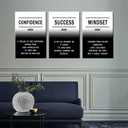 QYHART Inspirational Posters for Office 3 Piece Canvas Wall Art, Confidence Mindset Success Definition Triptych Wall Decor for Home Office Classroom 48x24 Inch
