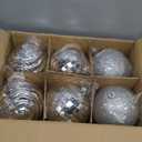 Poen 12 Pcs 6 Inch Extra Large Christmas Ball Ornaments Outdoor Christmas Tree Decoration Hanging Plastic Balls Oversized Glitter Xmas Balls for Outside Lawn Yard Tree Decoration (Bright Silver)