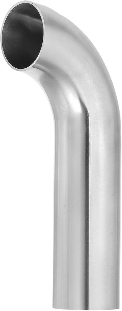 PATIKIL 90 Degree Mandrel Bend Elbow, 1 1/2inch OD Sanitary Exhaust Elbow Exhaust Pipe Connector 304 Stainless Steel 4in l Extended Pipe for Welding Modified Stair Handrail HVAC, 1 Pcs