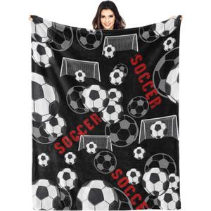 Soccer Blanket Gifts for Boys Kids Soccer Lovers, Sport Ball Print Soft Cozy Blanket for Couch Bed 50"X40"