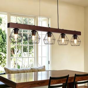 5-Light Kitchen Island Lighting, Farmhouse Linear Light Fixtures Over Table