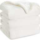 Bedsure GentleSoft Sherpa Fleece Blanket Queen Size for Bed, Non-Heated, Thick and Warm Throw for Women and Men, Soft Fuzzy Plush Queen Blanket for Winter, White, 90x90 Inches