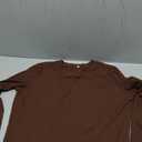 Artfish Women's Round Neck Long Sleeve Knit Ribbed Fitted Crop Top Casual Basic Shirts (X-Large, Brown)