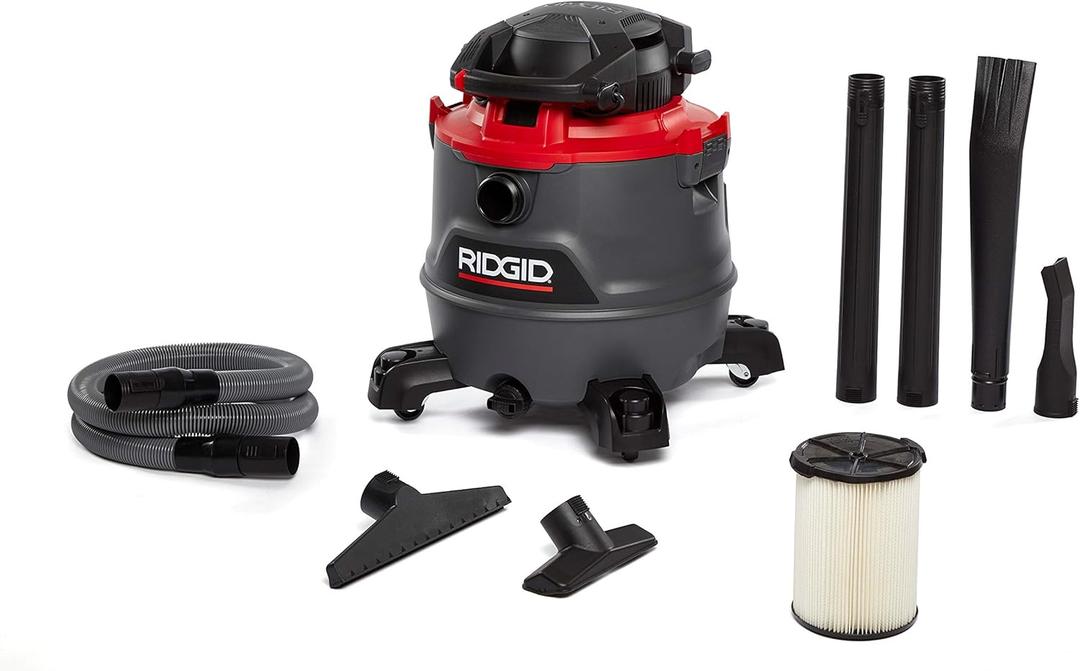 RIDGID 62723 Red 16 gallon RT1600 Wet/Dry Vacuum, Dark Gray and Red