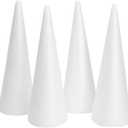 Juvale Foam Cone Pack - 4-Pack, 4.5 x 13.5 in, White - Cone-Shaped Floral Foam - DIY Craft Projects, Craft Supplies & Floral Arrangements