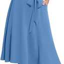 Yincro Women's A-Line Midi Skirt with Pockets High Waist Flared Below The Knee Skirts Size XL