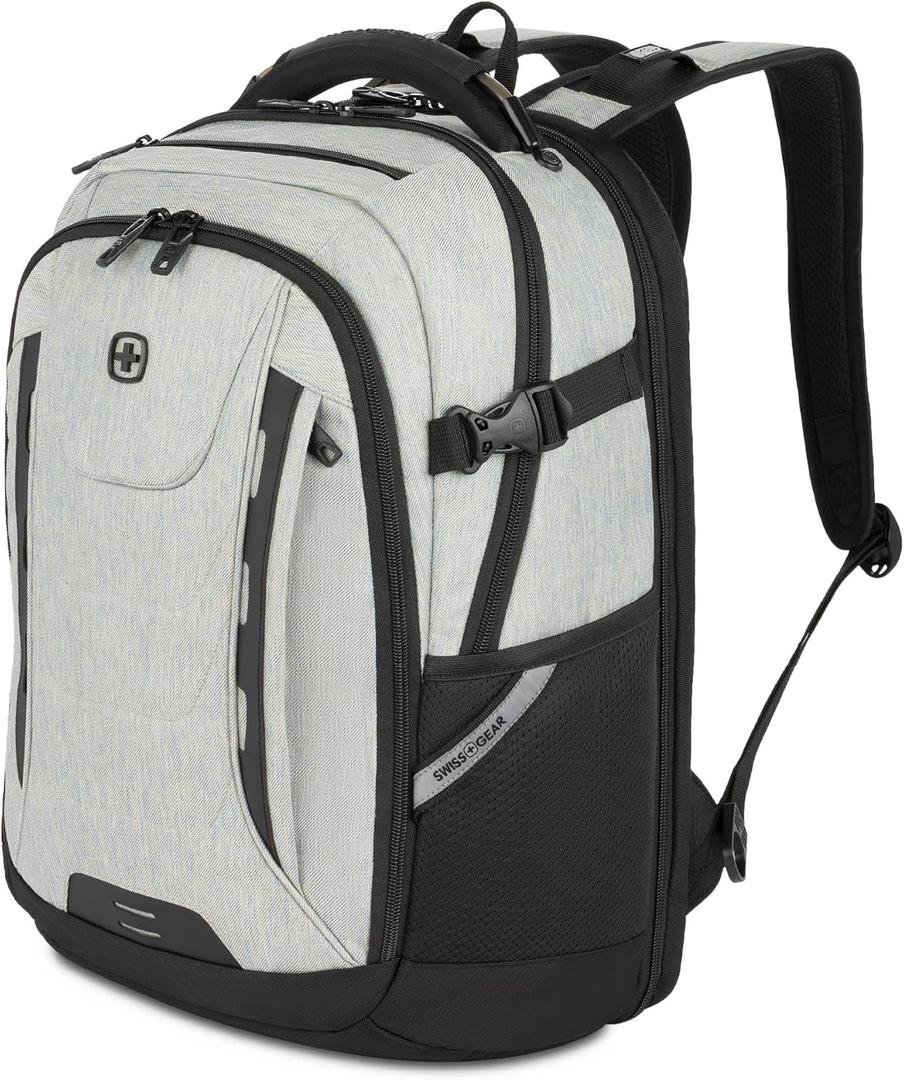SwissGear Travel Tech Pro Laptop Backpack Fits Laptops up to 16 ScanSmart TSA-Friendly Backpack with Multiple Organizer Pockets Grey Heather