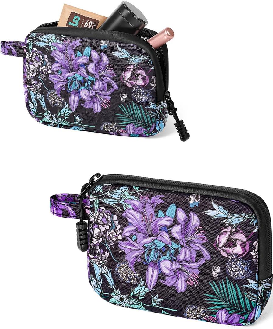 Smell Proof Bag, 6.7"x4.7" Smell Proof Container with Activated Carbon Fiber Liner, Odorless Airtight Travel Organizer & Stylish Gifts for Women (Purple)