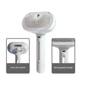 3-in-1 Steam Brush for Cats & Dogs  Hair Removal Comb with One-Click Release & Water Spray  Grooming Brush for Shedding, Long/Short Hair (WHITE)