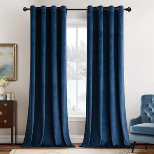 MIULEE Velvet Curtains Navy Blue Elegant Grommet Curtains Thermal Insulated Soundproof Room Darkening Black Out Curtains/Drapes for Classical Living Room Bedroom 52 x 108 Inch 2 Panels (52"W x 108"L (Pack of 2))