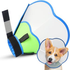Hard & Heavy Plastic Dog Cone Collar Alternative for Medium Dogs (French Bulldog Dachshund),Pet Neck Head Protective Cone Anti-Lick, Adjustable Elizabethan Recovery Collar Cone of Shame for Healing (M(Neck Girth:11.8"-14.5"), Blue Green)