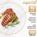 supernal 100 Pieces Clear Plastic Plates, 10 Inch Elegant Disposable Plates with Gold Rim, Heavy Duty Plastic Dinner Plates for Party, Wedding and Birthday