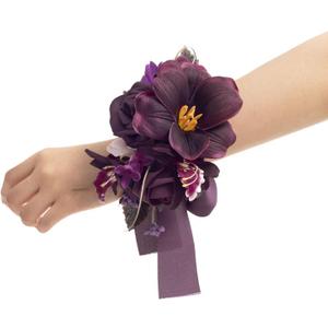 Ling's Moment 2pcs Prom Wrist/Shoulder Corsage Artificial Flower, Girl/Mother Homecoming/Wedding Corsage Wristlet Dcor, etc. Deep Purple
