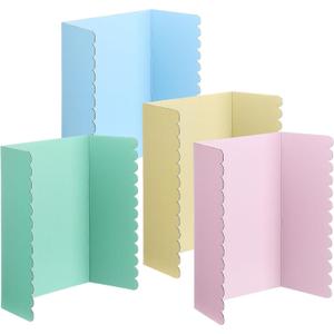 4 Pack 24 X 16 Trifold Poster Board Tri Fold Poster Boards Foldable Corrugated Presentation Display Scalloped Borders for Science Fair Events, School Projects, Exhibitions (Macaron)