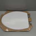 Mayfair Bennett Toilet Seat with Brushed Nickel Hinges, Slow Close Wood Seat, Secure Metal Hinges, Easy Install, Elongated, White