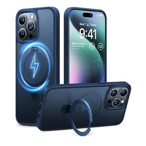 Amazon.com: TORRAS Ultra-Magnetic Ostand for iPhone 15 Pro Case, [Compatible with MagSafe] [Flexible Stable Stand] Military-Grade Protection Translucent Slim Anti-Scratch Ring Kickstand, Navy Blue 6.1" : Cell Phones & Accessories