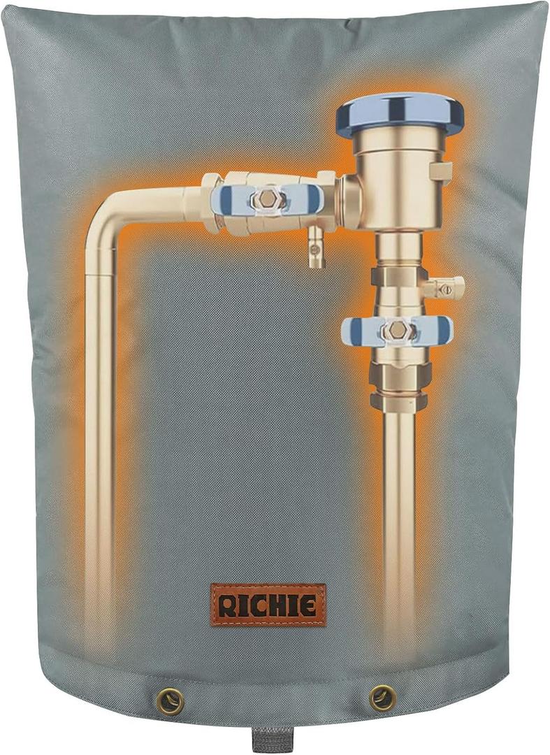 RICHIE Backflow Preventer Cover (5F) Heavy-Duty 5-Layer Insulated Enclosure, Freeze & All-Weather Protection for Outdoor Pipe, Irrigation Sprinkler Valve, Well Water Pump & PVB, 14" Wx18 H Grey