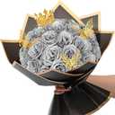 Waipfaru Glitter Roses Bouquet, DIY Fake Flowers Bouquet, Birthday Gifts for Women Mom, 24 Pcs Silver Rose for Grandma Wife Girlfriend Valentines, Mothers Day, Anniversary, Graduation