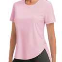 MAGCOMSEN Women Workout Tops Short Sleeve UPF 50+ Sun UV Shirt Quick Dry (Pink, XL)