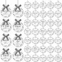 36 Pcs Names of Jesus Christ Christmas Ornament Set Wood Jesus Christmas Ornaments Hanging Religious Wood Christmas Decorations Mini Buffalo Plaid Bows for Christmas Tree Car Home Decor (Black, White)