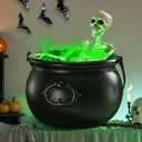 Halloween Decorations Indoor - Witches Cauldron with Skeleton & Fog Maker with Mist Diffuser - Skeleton Halloween Party Decor for Table Desk Mantel Room Home