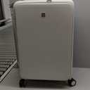 Hanke 24Inch Expandable Luggage Top Opening Medium Checked Luggage Hard Shell Suitcases with Wheels Travel Luggage Rolling Suitcase with Cup Holder(Smoke White)