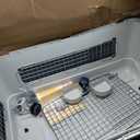 SportPet Airline Compliant X-LARGE 32.25" Travel Dog Kennel-Durable Plastic Airline Pet Carrier w/Removable Wheels & Food Bowls, Collapsible Indoor/Outdoor Dog Kennel, Dog up to 32"L & 23"H-Cream/Gray