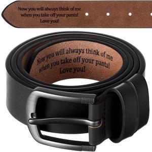 Mens Belt Gift Husband Personalized Belts for Men Engraved Leather Gift for Him Birthday Anniversary Wedding (36(waist34-35), Black)