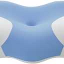 Cervical Pillow for Neck and Shoulder Pain Relief - Ergonomic Neck Pillow for Sleeping, Contour Memory Foam Pillows Side Sleeper Pillow for Neck Support, Bed Pillow for Side Back Stomach Sleepers (White & Blue)