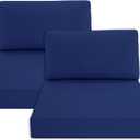 Patio Furniture Cushions Replacement Set of 2, Outdoor Deep Seat Couch Cushion and Backrest Pillow with Waterproof Removable Cover for Sectional Sofa Set, 25.6 x 25.6 Inch, Navy