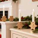 WDS WONDROUS Christmas Candle Holders Snowflake  Set of 4 Gold Star Candlestick Holder Hexagon, Taper Candle Holders for Christmas Table Centerpieces, Xmas Home Decor