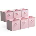 GRANNY SAYS Cube Storage, 13x13 Cube Storage Organizer Bins, Collapsible Storage Bins with Handle, Closet Storage Bins, Baskets for Shelves, Cubby Storage Organizer, Pink, 6-Pack With Lids