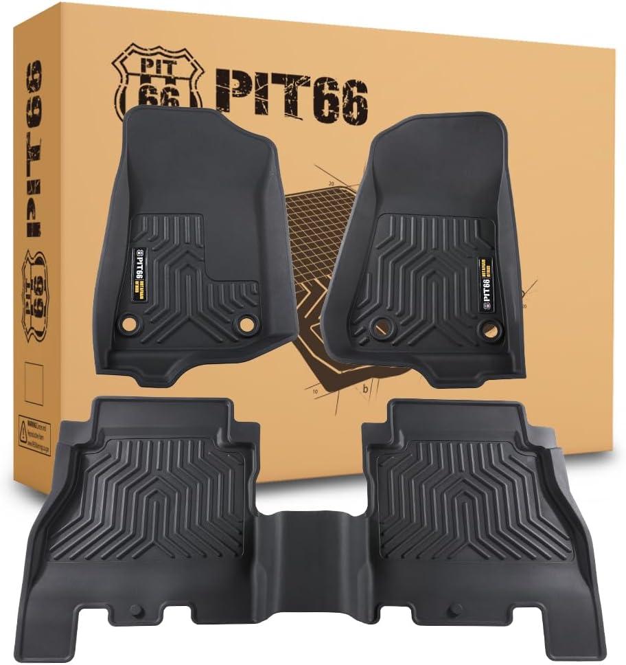 PIT66 Floor Mats Cargo Liners Compatible with 2018-2024 2025 Jeep Wrangler JL Unlimited 4 Door Only (Not Fit for JK/4XE) Heavy Duty TPE 1st and 2nd Row Car Mats alfombras para carro